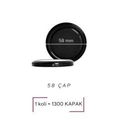 Sarkap 58 mm 1300 Adet Kolili Kavanoz Kapağı Siyah