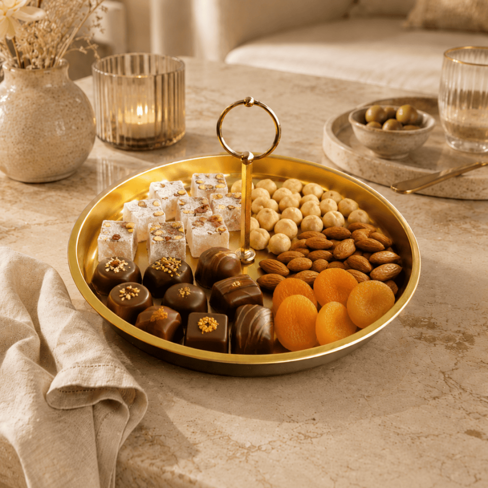 Sarkap Home Tek Katlı Yuvarlak Kulplu Sunumluk Gold