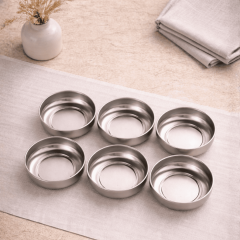 Sarkap Home 6'lı Dondurmalık ve Çerezlik Seti 10 cm Çap, 3.2 cm Yükseklik SILVER