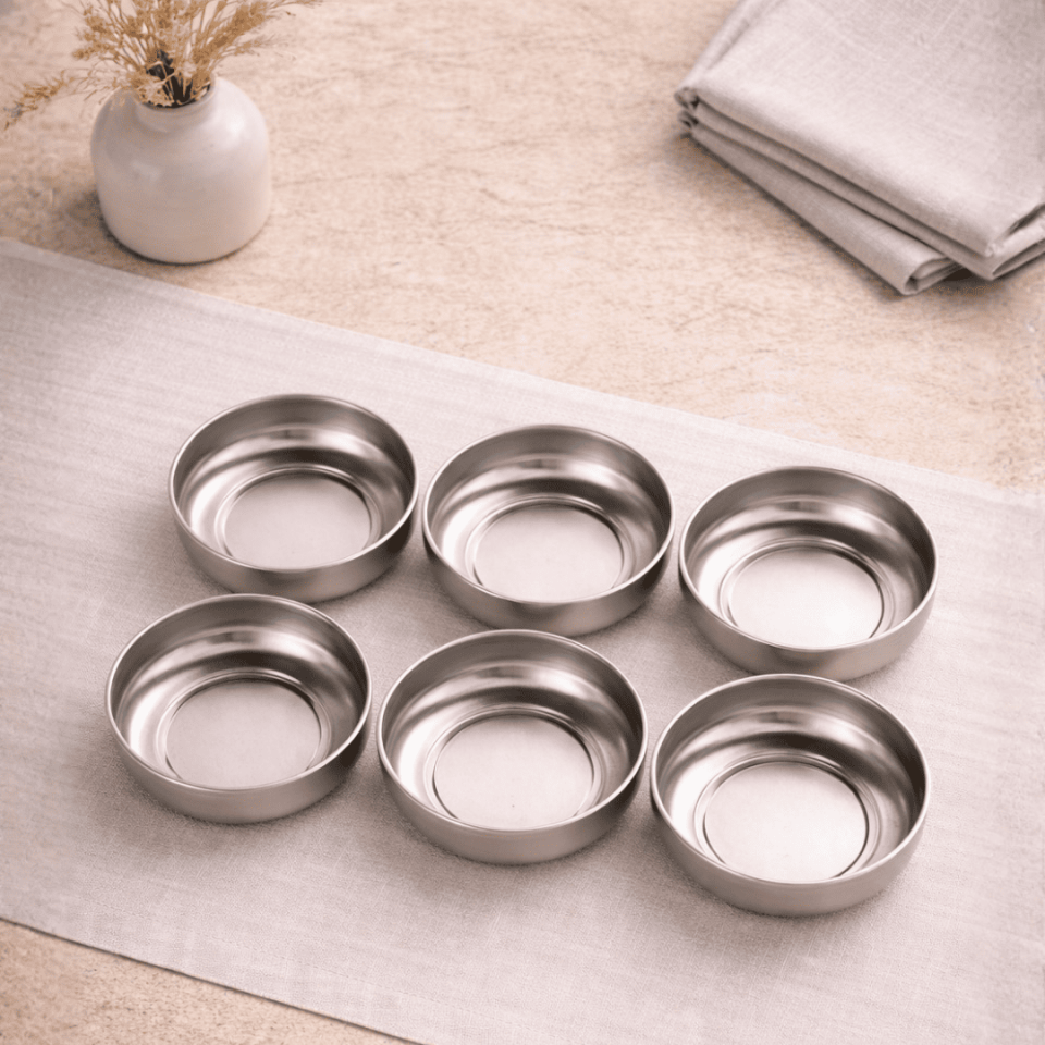 Sarkap Home 6'lı Dondurmalık ve Çerezlik Seti 10 cm Çap, 3.2 cm Yükseklik SILVER