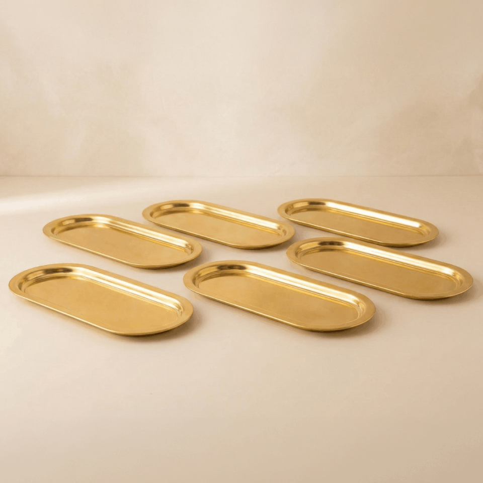 Sarkap Home 16x35 cm 6'lı Oval Sunumluk Metal Servis Tepsisi