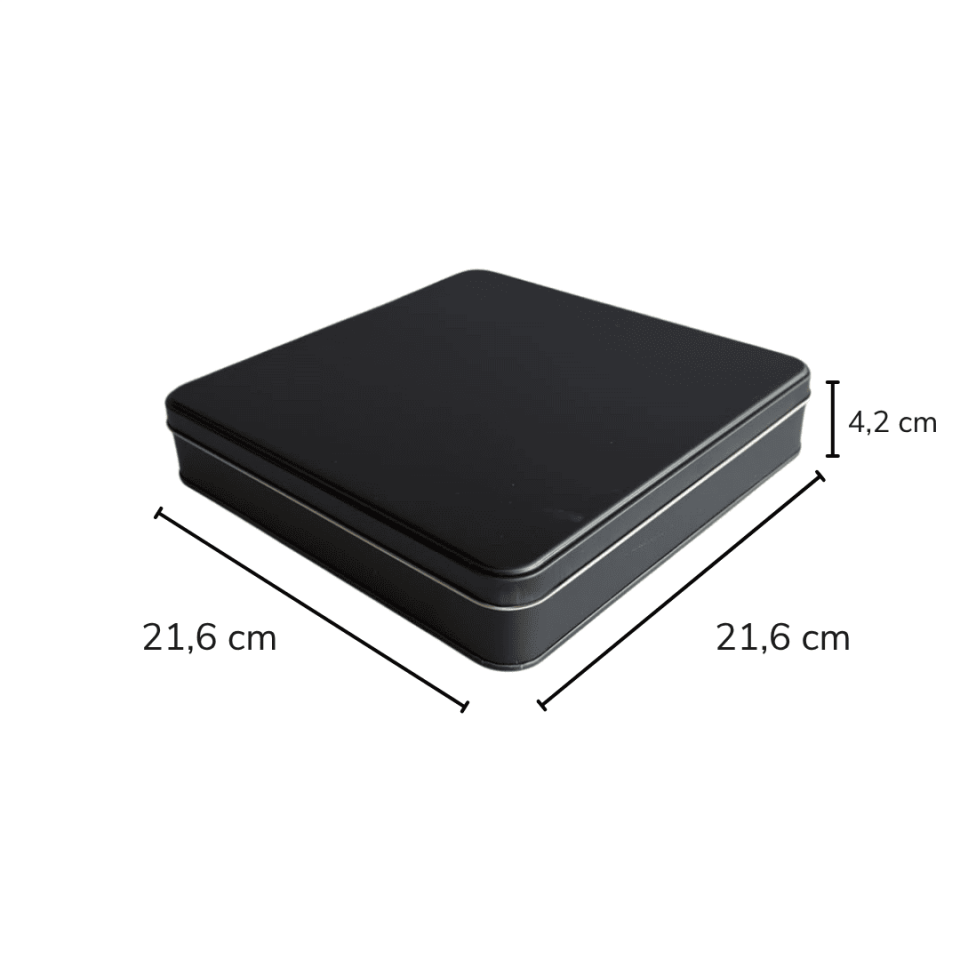 Sarkap 216x216x42 mm 40 Adet Kolili Metal Çikolata Kutusu  Mat Siyah