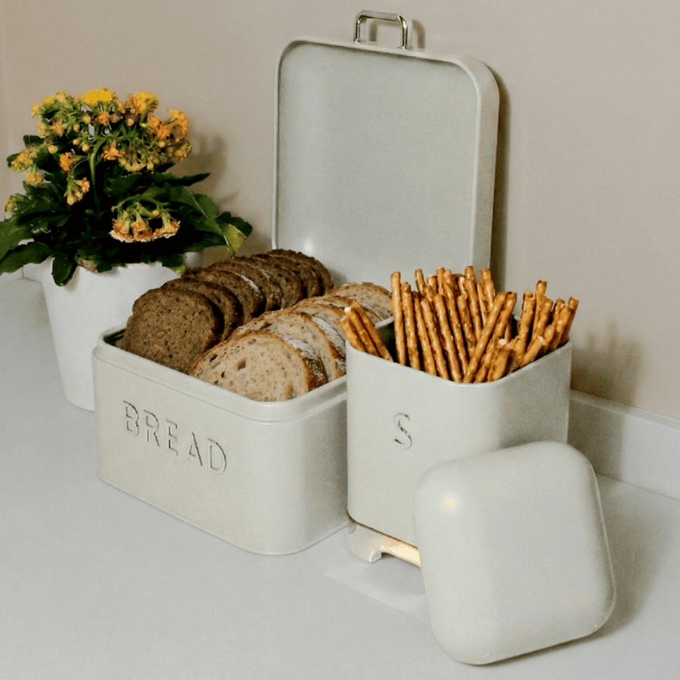 Sarkap Home Galvaniz Biscuits 5,6 L Küçük Boy Ekmeklik - 2 L Storage Kutu Set Füme