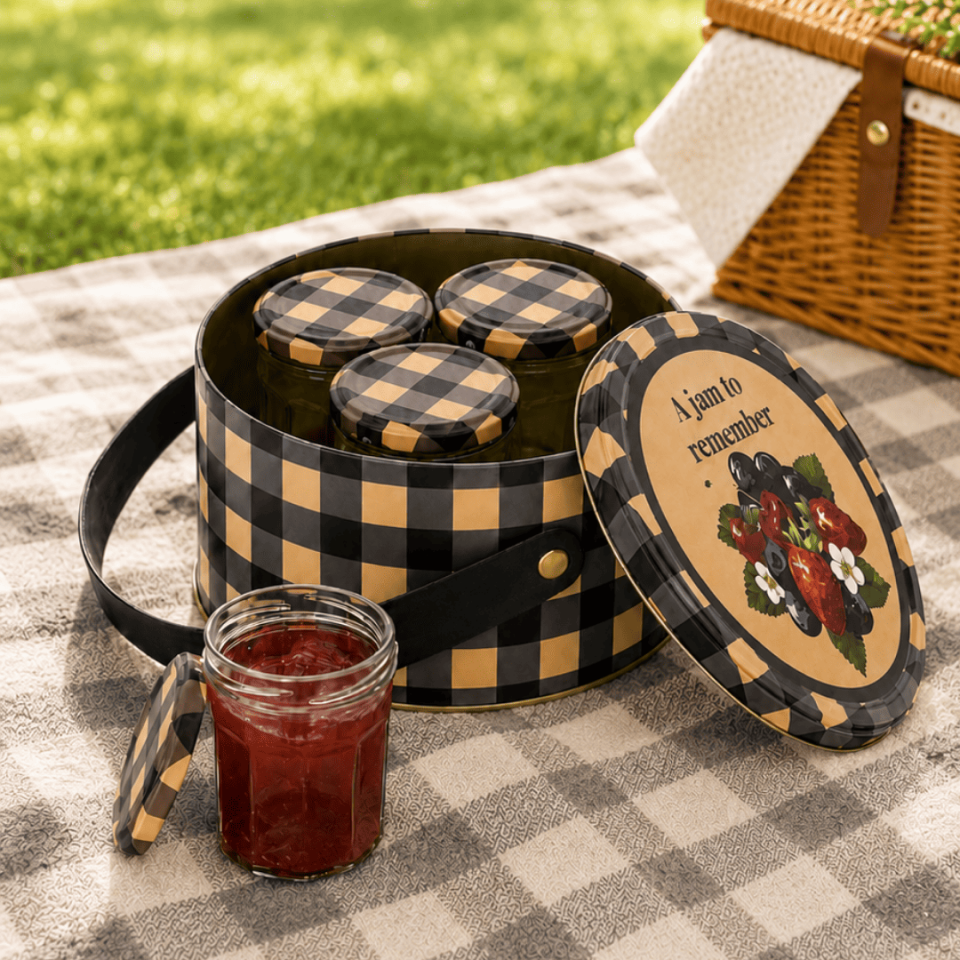 Sarkap Home 2,8 L Jam Deri Saplı Kutu ve 4'lü 200 ml Kavanoz Seti 190x100 mm