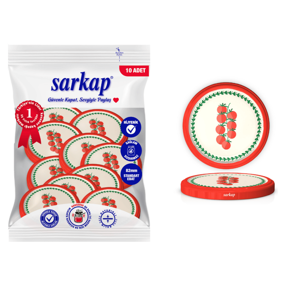 Hijyenik Paketli 10'lu 82 mm Kapak - Pop Art Sebze Seri   DomatesSalkım