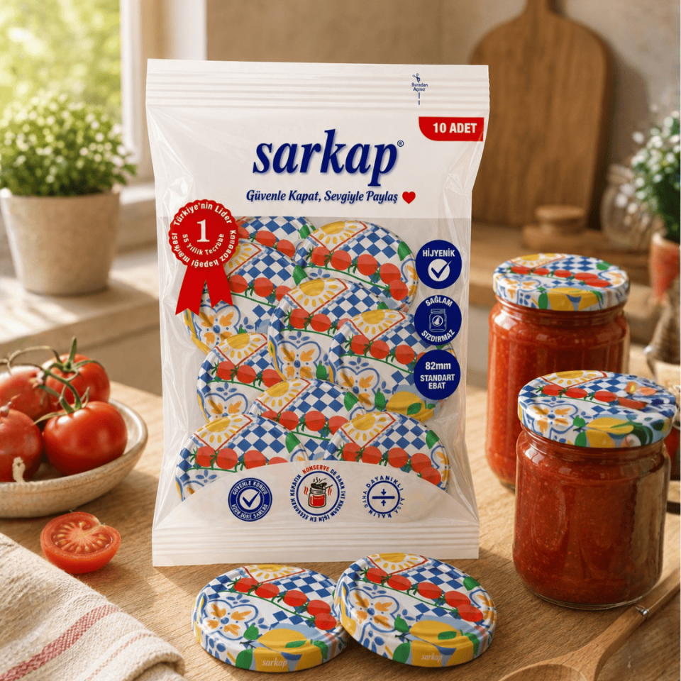 Hijyenik Paketli 10'lu 82 mm Kapak - Pop Art Sebze Seri   LimonDomates