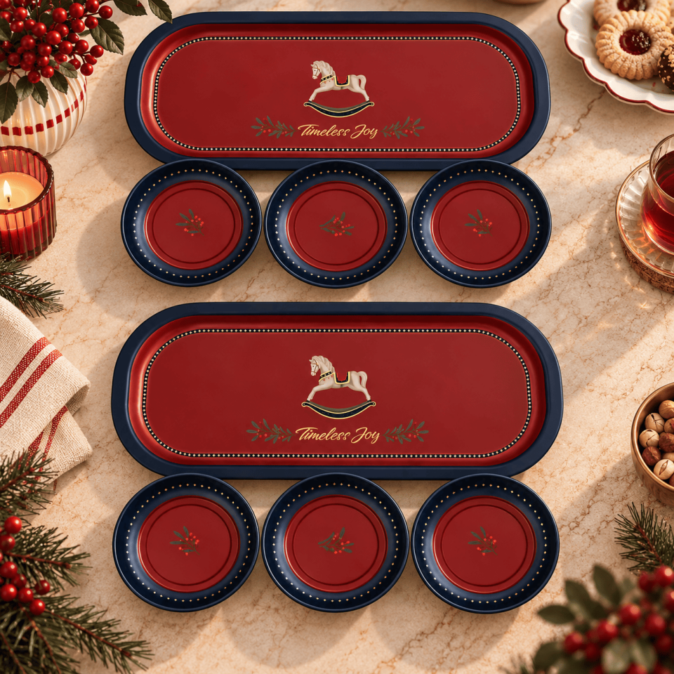 Sarkap Home 34 cm Tepsi ve 10x3,2 cm 6'lı Çerezlik Seti Nutcracker