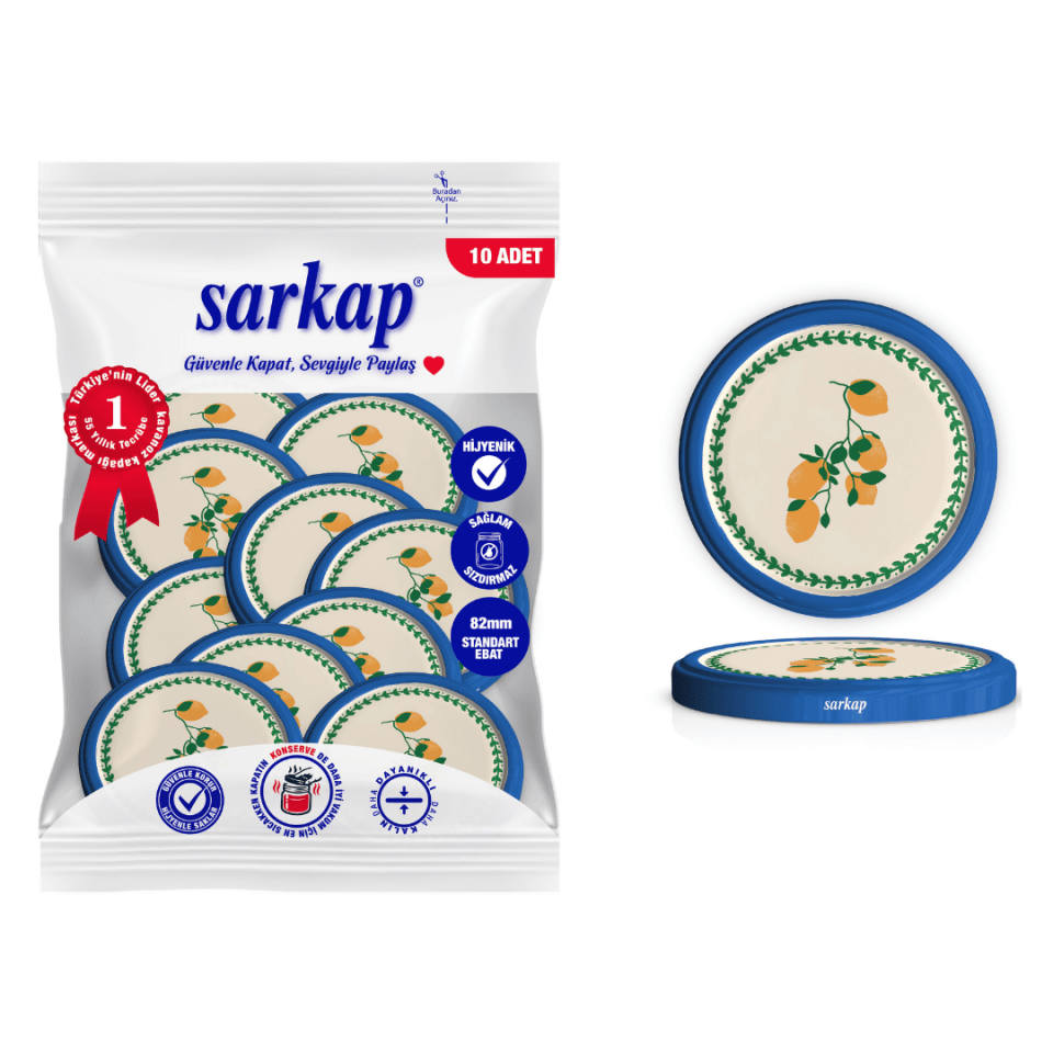Hijyenik Paketli 10'lu 82 mm Kapak - Pop Art Sebze Seri LimonSalkım