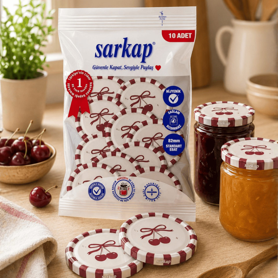 Hijyenik Paketli 10'lu 82 mm Kapak - Love Seri  Cherry