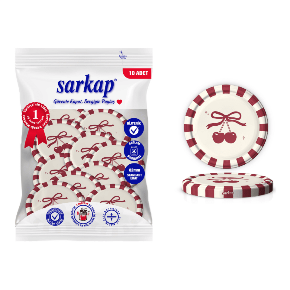 Hijyenik Paketli 10'lu 82 mm Kapak - Love Seri Cherry