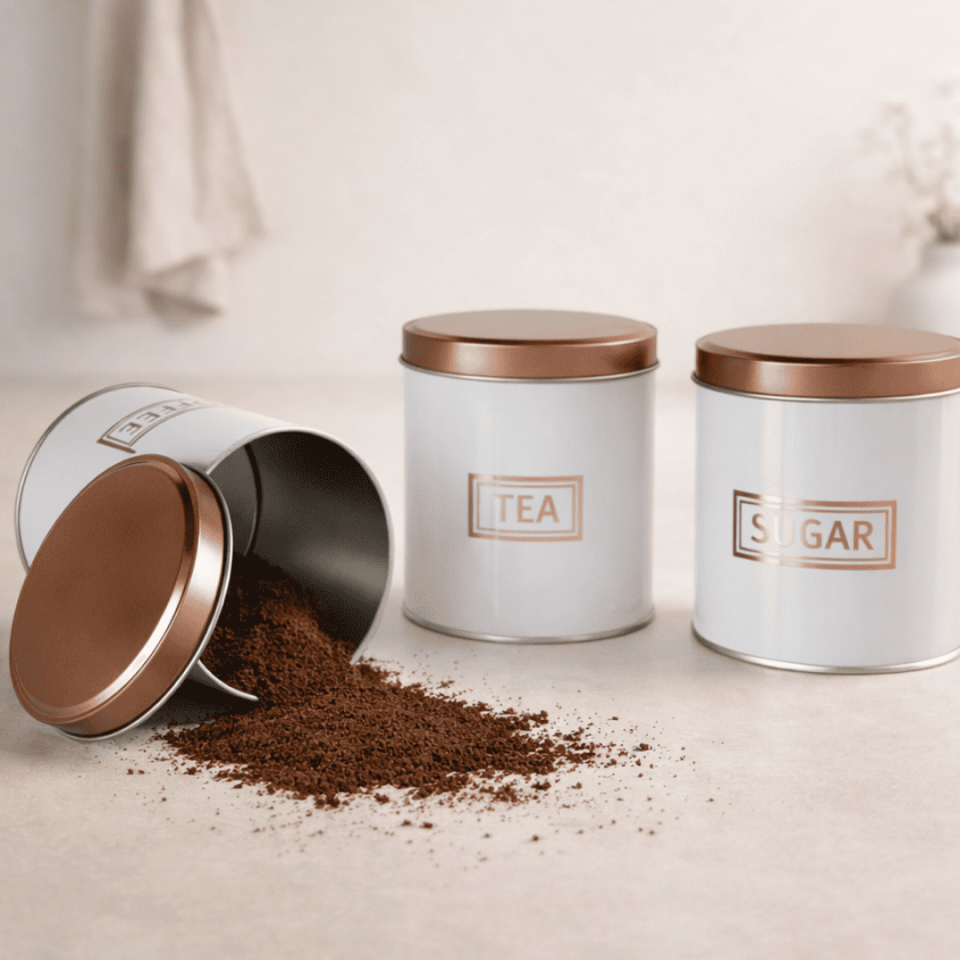 Sarkap Home 3'lü 99x114 mm 0,8 L Saklama Kutusu Seti Beyaz-Bronz