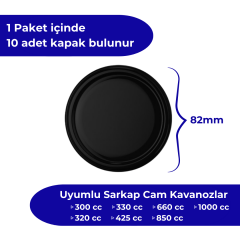 Hijyenik Paketli 10 Adet Kavanoz Kapağı Düz Renkler 82 mm Mat Siyah