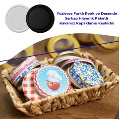 Hijyenik Paketli 10 Adet Kavanoz Kapağı Düz Renkler 82 mm Mat Siyah