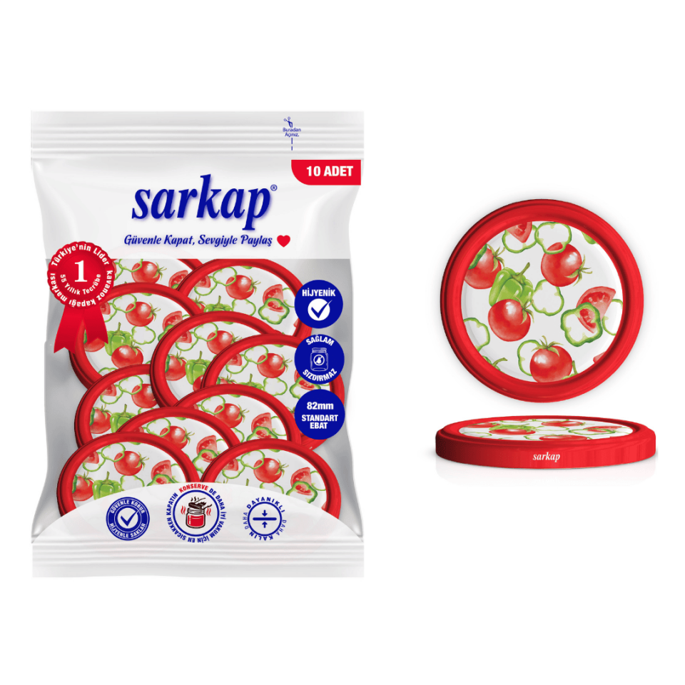 Hijyenik Paketli 10'lu 82 mm Kapak -  Domates Seri DomatesBiber