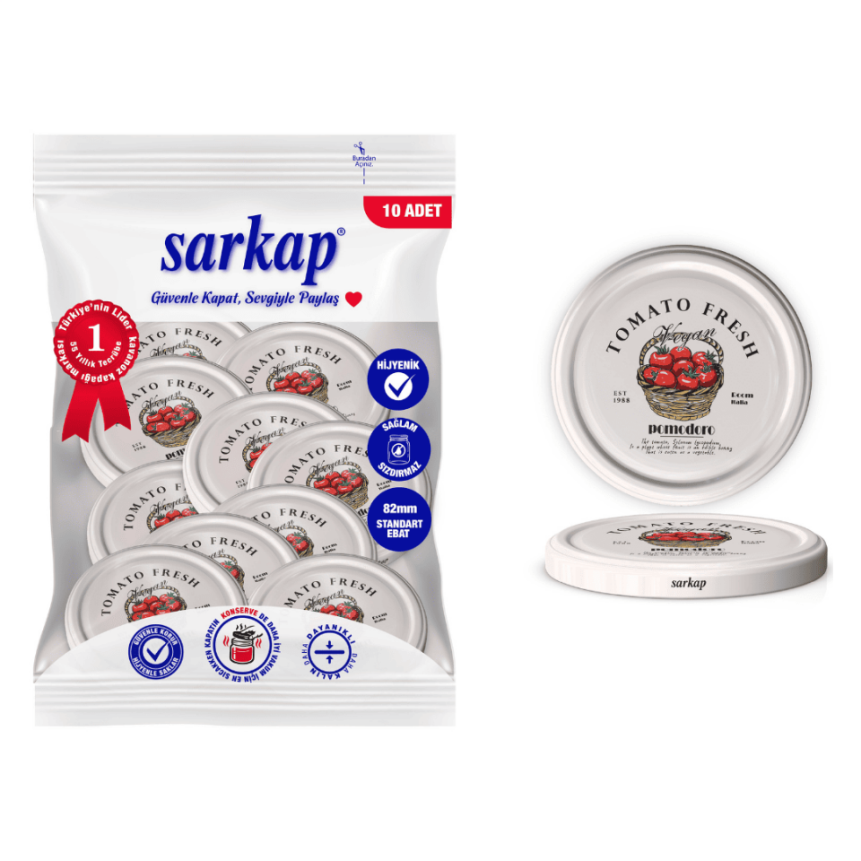 Hijyenik Paketli 10'lu 82 mm Kapak -  Domates Seri DomatesSepeti