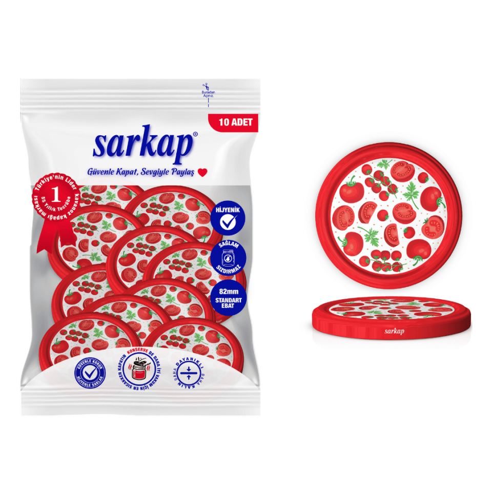 Hijyenik Paketli 10'lu 82 mm Kapak -  Domates Seri Salkım