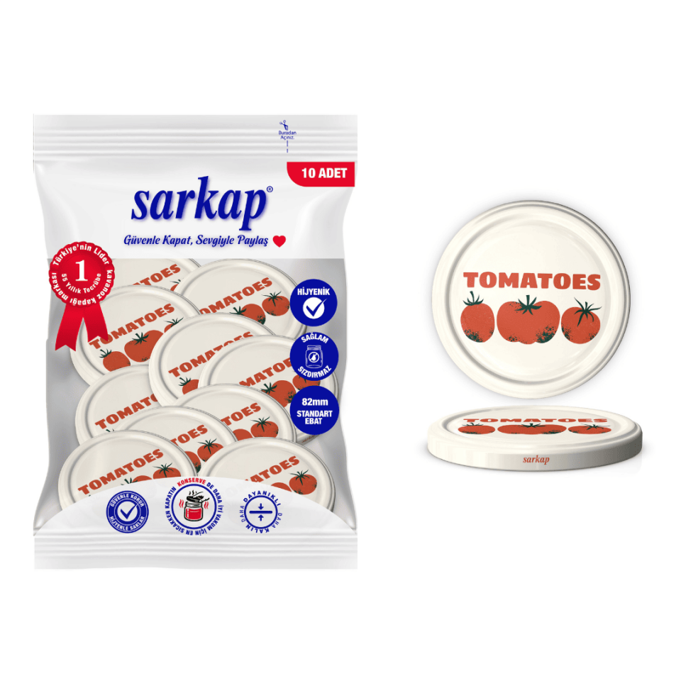 Hijyenik Paketli 10'lu 82 mm Kapak -  Domates Seri Tomatoes