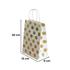 Sarkap Sarı Puantiye Karton Kraft Kağıt Poşet Çanta 15x20x9 cm