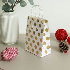 Sarkap Sarı Puantiye Karton Kraft Kağıt Poşet Çanta 15x20x9 cm