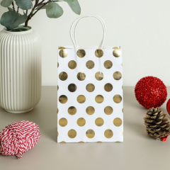 Sarkap Sarı Puantiye Karton Kraft Kağıt Poşet Çanta 15x20x9 cm