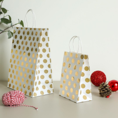 Sarkap Sarı Puantiye Karton Kraft Kağıt Poşet Çanta 15x20x9 cm