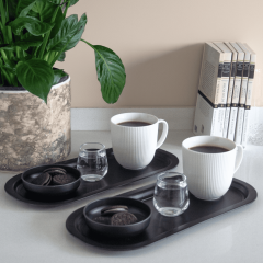 Sarkap Home 35x16 cm 2'li Oval Sunumluk Tepsi Mat Siyah