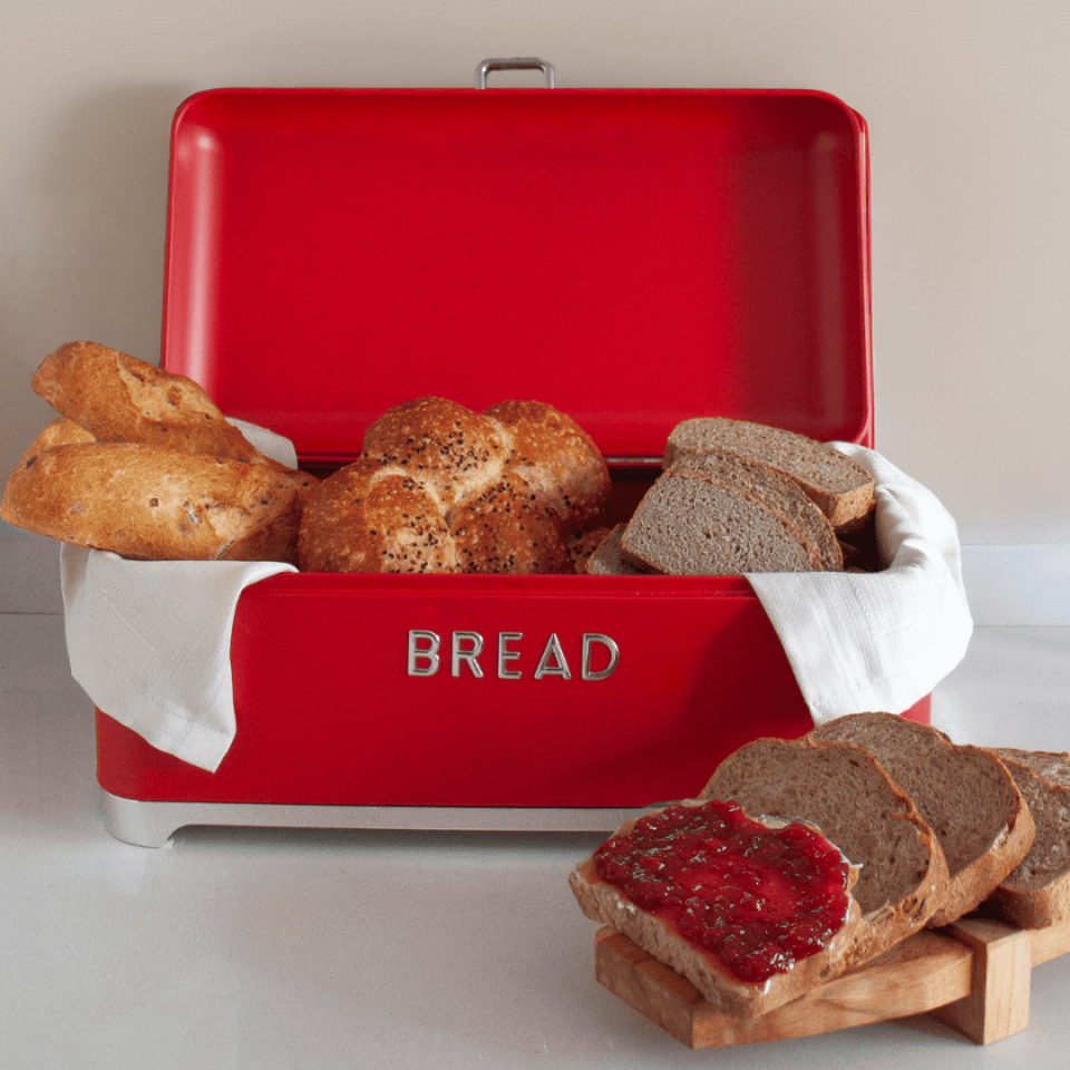 Sarkap Home 5,6 L Bread Galvaniz Metal Ekmek Kutusu 425x225x165 mm Kırmızı