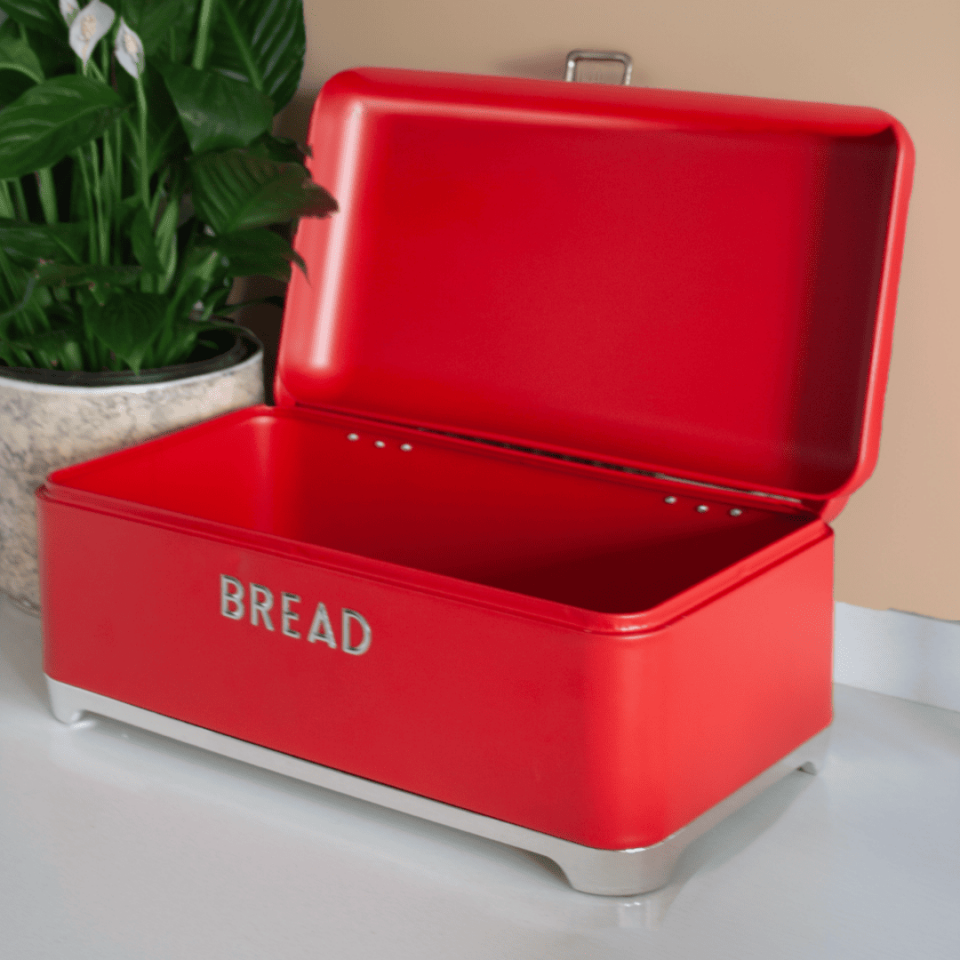 Sarkap Home 5,6 L Bread Galvaniz Metal Ekmek Kutusu 425x225x165 mm Kırmızı