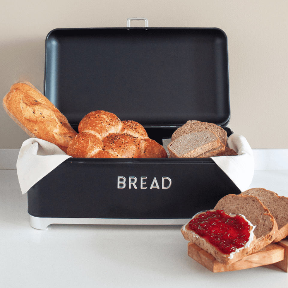 Sarkap Home 5,6 L Bread Galvaniz Metal Ekmek Kutusu 425x225x165 mm Siyah