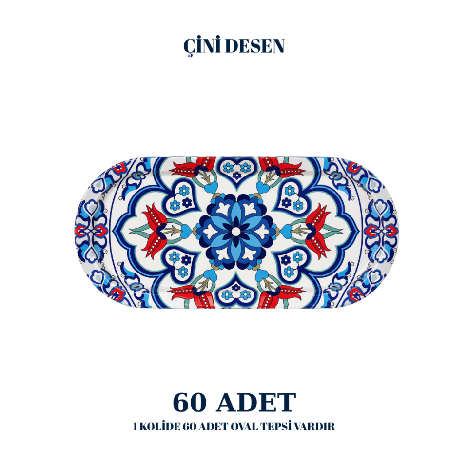 Sarkap Home 60 Adet Oval Tepsi ÇiniDesenli