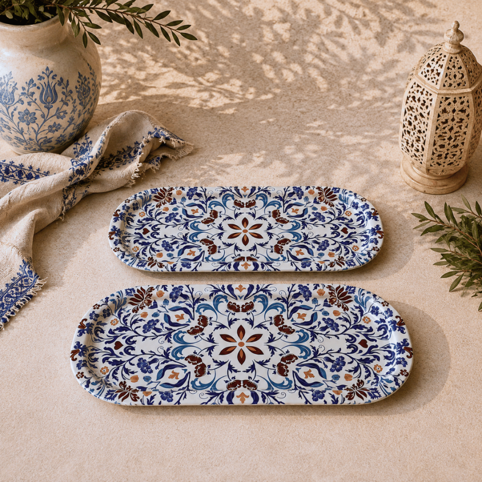 Sarkap Home 60 Adet Oval Tepsi EtnikMavi