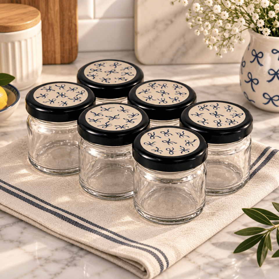 Sarkap Home 6'lı 40 ml Cam Kavanoz Seti Kurdeleli