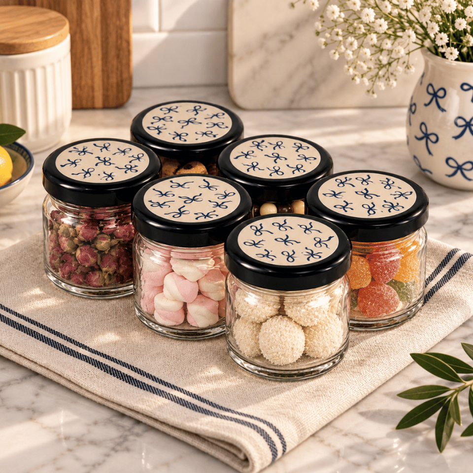 Sarkap Home 6'lı 40 ml Cam Kavanoz Seti Kurdeleli