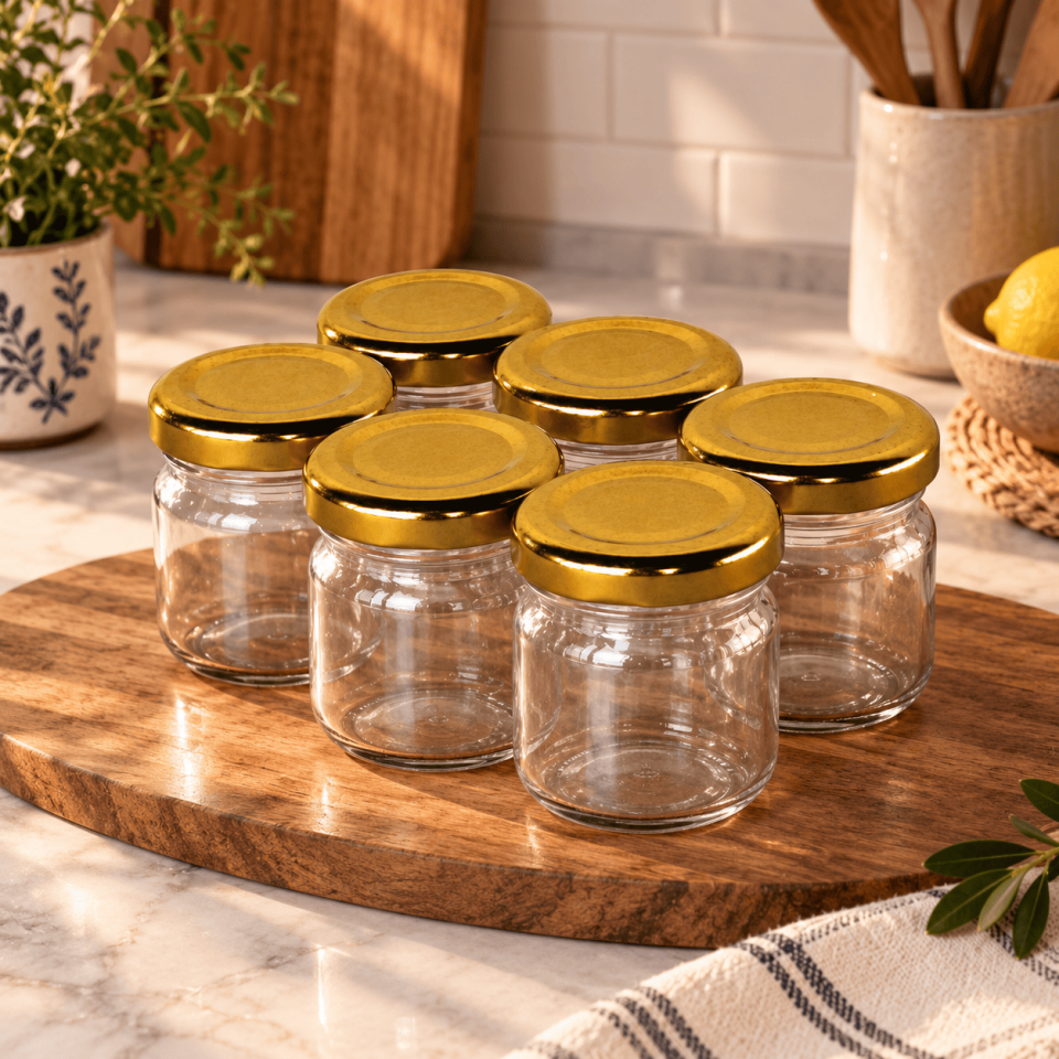 Sarkap Home 6'lı 40 ml Cam Kavanoz Seti Gold