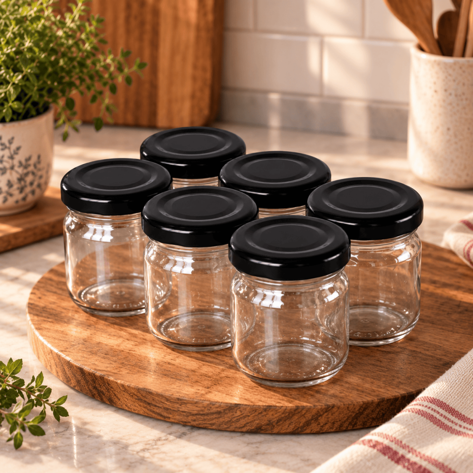 Sarkap Home 6'lı 40 ml Cam Kavanoz Seti Siyah