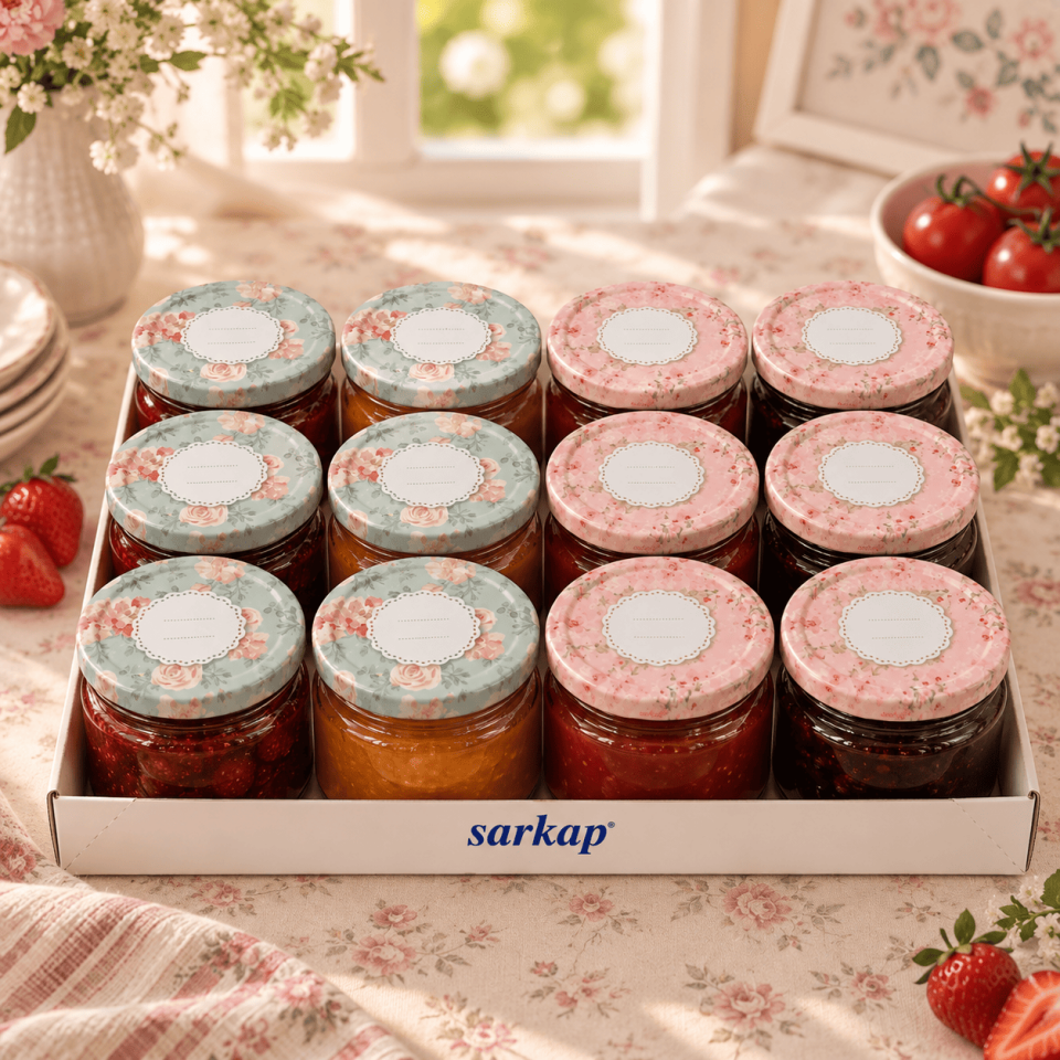 Sarkap Home 12'li 300 ml Kapaklı Kavanoz Seti TarihliMavi