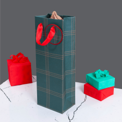 Sarkap Yeşil Ekose Desenli Hediyelik Karton Çanta 13x36x9 cm