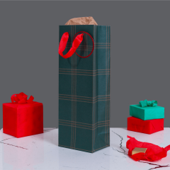 Sarkap Yeşil Ekose Desenli Hediyelik Karton Çanta 13x36x9 cm