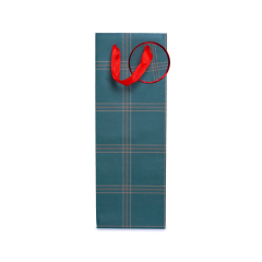 Sarkap Yeşil Ekose Desenli Hediyelik Karton Çanta 13x36x9 cm