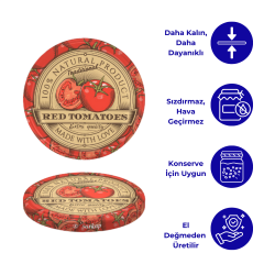 Hijyenik Paketli 10 Adet Kavanoz Kapağı Domates Desenler 82 mm Red Tomatoes