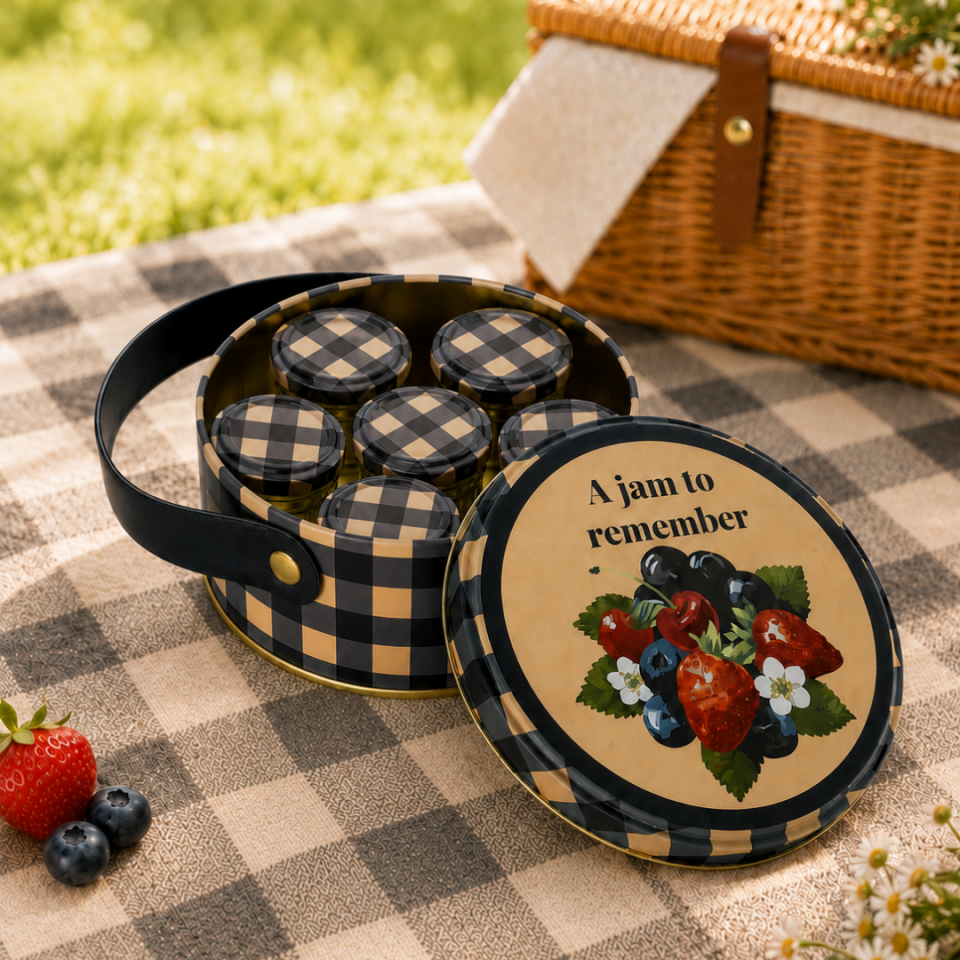 Sarkap Home 1 L Jam Deri Saplı Kutu ve 5'li 30 ml Kavanoz Seti 140X65 mm Mavi