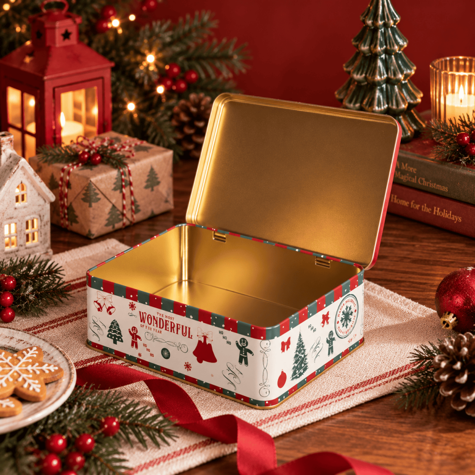Sarkap Home Kış Serisi Dekoratif Metal Saklama Kutusu Wonderful