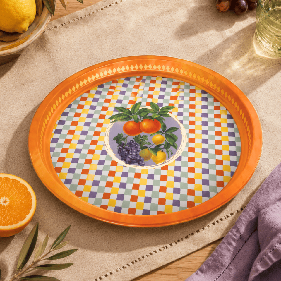 Sarkap Home 34 cm Metal Tepsi LemonDesignTuruncu