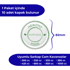 Hijyenik Paketli 10 Adet Kavanoz Kapağı 82 mm Healthy Natural Food