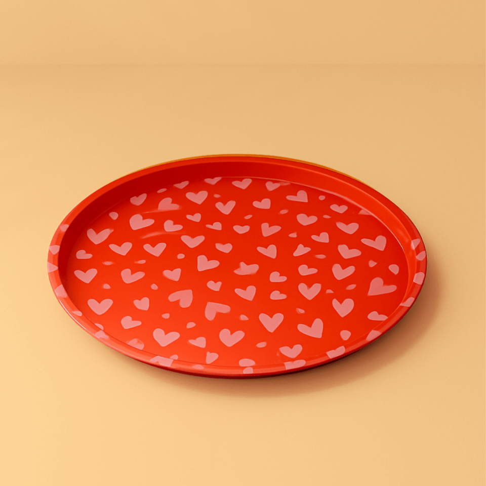 Sarkap Home Pastel Desen Metal Tepsi PembeKalpler