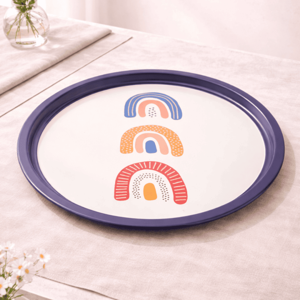 Sarkap Home Pastel Desen Metal Tepsi Gokkusakları