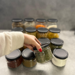 Sarkap 300 ml Mat Siyah Kapaklı Baharatlık Kavanoz