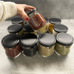 Sarkap 425 ml Mat Siyah Kapaklı Baharatlık Kavanoz