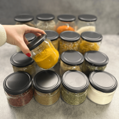 Sarkap 425 ml Mat Siyah Kapaklı Baharatlık Kavanoz