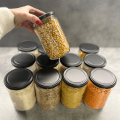 Sarkap 660 ml Mat Siyah Kapaklı Baharatlık Kavanoz